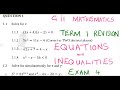 Quadratic Equations and Inequalities