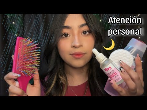 ASMR limpio tu carita y cepillo tu cabello en un día lluvioso 🌧️