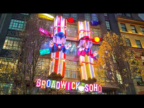 2024 London Walk 🇬🇧 SOHO Nightlife & Christmas Lights ✨ Central London Night Walking Tour 🎄 4K HDR