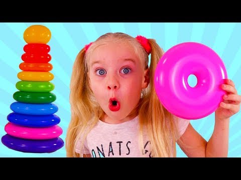 Learn colors with Pyramid Transformation of Colored Pyramid and Sisters Fun learning Colors Toys for