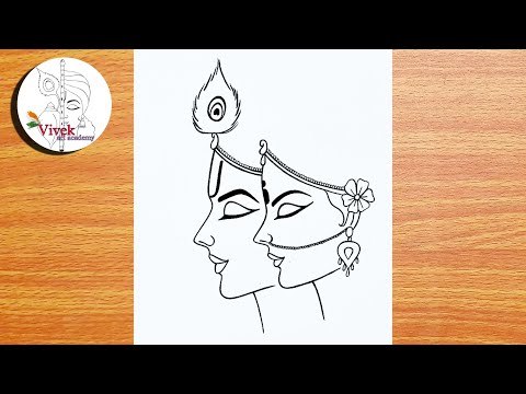 Beautiful Radha Krishna Drawing | Easy Drawing | How to Draw Beautiful Krishna