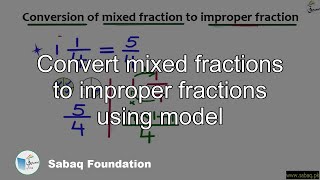 Convert mixed fractions to improper fractions using model