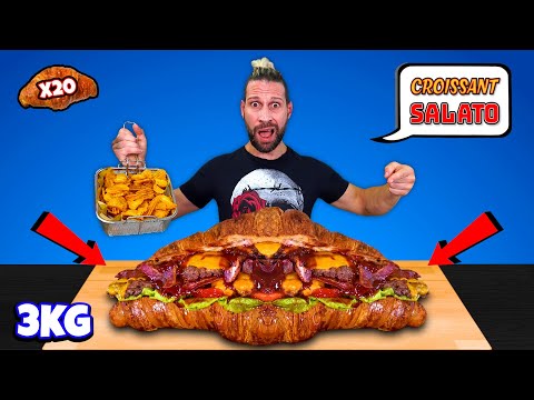 Sfido un CROISSANT ripieno di SMASH BURGER SALATO da 3 KG - Nemesi Challenge