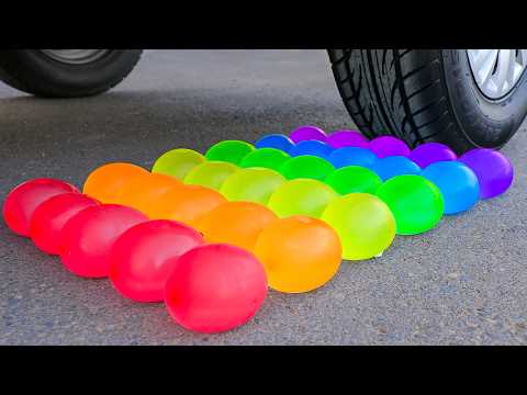 Aplastando Cosas Crujientes y Satisfactorias con el Coche | Globos de Agua VS Rueda de Coche