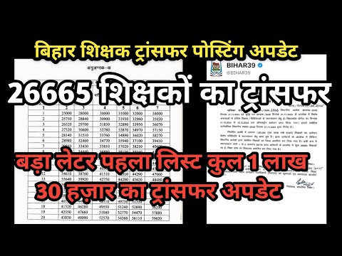 बिहार शिक्षक ट्रांसफर पोस्टिंग अपडेट ACS एस सिद्धार्थ 26665 ट्रांसफर नियोजित शिक्षक BPSC TRE न्यूज़