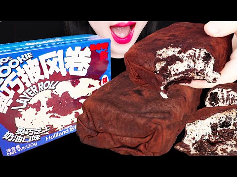 ASMR Edible Towel Oreo Crepe Cake 마오쥔젤 중국 디저트 수건 케이크 먹방 Mukbang, Eating