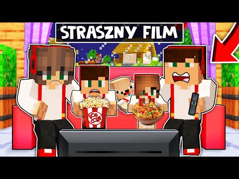 OGLĄDAMY CAŁĄ RODZINĄ STRASZNY FILM 😱 W TV W MINECRAFT?! GPLAY & LUMI