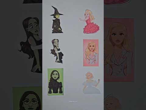 Wicked Elphaba and Glinda Line Matching Craft #ytshorts #viral #glinda #elphaba #art