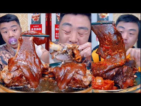 Mukbang food | Eating Pork Elbow With fried chicken thighs And Fried Noodles, Egg Yolk Noodles