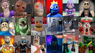 SPEED Run in 23 Scary Obby from Barry Prison, Miss Anitron, Mr Funny, Siren Cop, School Breakout
