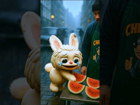 Labubu Steals Watermelon🍉#labubu #catvideos #cat