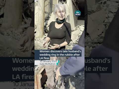 Women discovers late husband's wedding ring in the rubble after LA fires #itvnews #wildfires