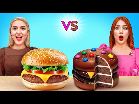 DESAFÍO DE CHOCOLATE VS COMIDA REAL 🍫🍔 | ¿Puedes notar la diferencia?
