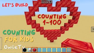 Counting 1-100 - Let's Buid a Heart with 100 Minecraft Blocks  | Counting for Kids