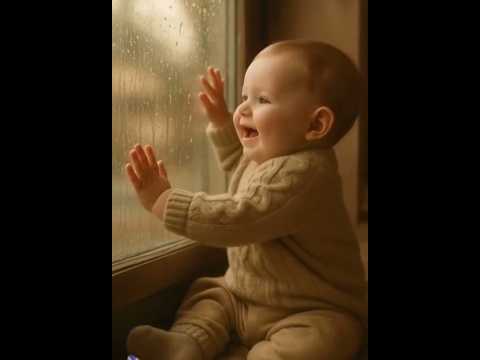 Cute baby | Smiling at the Rain Through the Window ☔💛#PureJoy #CuteBaby #BabySmile