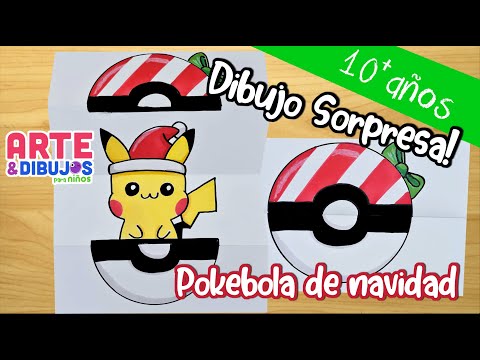 Como dibujar UNA POKEBOLA  NAVIDENA | DIBUJO SORPRESA | Arte y Dibujos para Niños