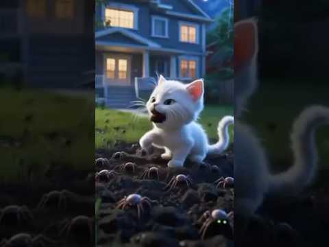 He Ate a Spider… and Became One! 😱 White Kitten vs Giant Spider 🐱🕷️ | Epic Cat Story #viral
