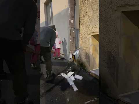 Clearing frozen water pipes #satisfyling #ice #asmr #fyp #oddlysatisfying