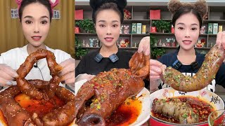 ASMR SOSLU ÇİN YEMEKLERİ YEME EATING SPICY CHINESE FOOD 吃辛辣的中国菜  SATISFYING MUKBANG 먹방 🌶