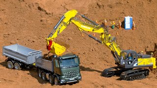 Magnificently rc display!! Rc trucks rc excavator kabolite k350-200 rc heavy haulage dozer transport