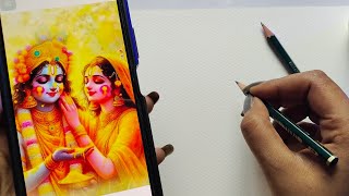 Holi special drawing, Radhakrishna outline tutorial ,Radha Krishna playing Holi 😍🥰 ,part 1