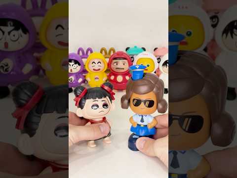 Cute Nezha Top & Police Girl Dancing Head Plush Toys Video🍄🌿🍁
