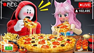 CHEESY PIZZA MUKBANG Date With JJ anh His Crush?! - Maizen Roblox