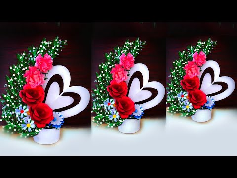 beautiful valentine's day flower bouquet making with paper / valentine's day bouquet