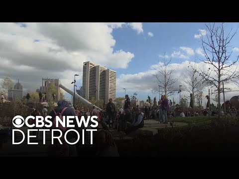 YouTube video thumbnail: New Park Along Detroit Riverfront Officially Open