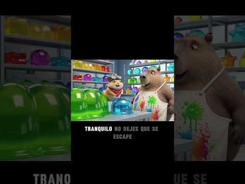 Mochi y Capi en el laboratorio de gelatina #shorts #viral #hamster #capybara