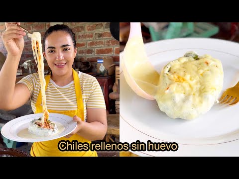 CHILES RELELNOS sin huevo y con pollo