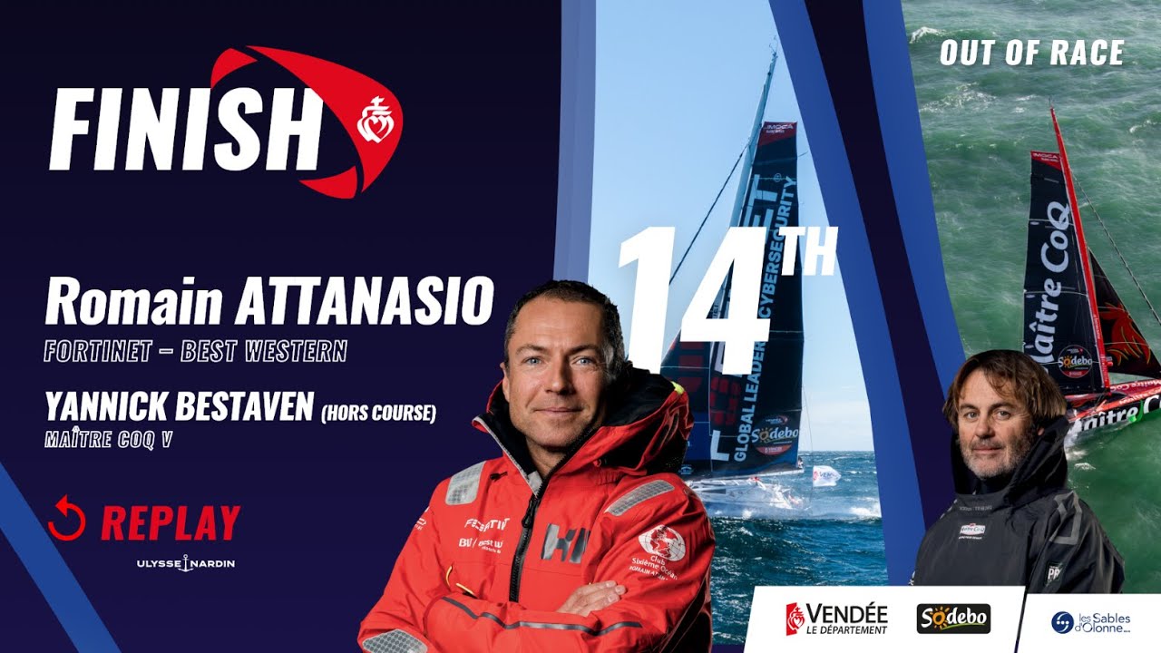 Arrivo di Romain Attanasio, 14° nel Vendée Globe (e Yannick Bestaven - fuori gara)