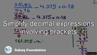 Simplify decimal expressions involving brackets