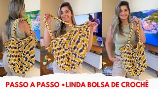 Bolsa de crochê Linda e Fácil usando Quadrados - Bolsa Italia