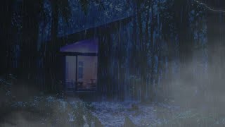 Forest Cabin Heavy Rain Thunderstorm | Sleep Instantly with Powerful Rain & Thunder