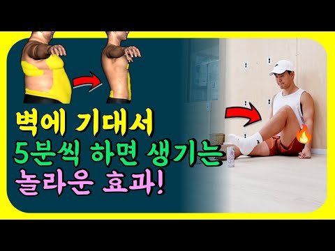 중년 뱃살 3주만에 싹 빠집니다! 무릎아플 때는 걷기 운동대신 벽에 기대서 이렇게 운동하세요![골반운동,하복부,복근운동,근력,홈트레이닝]