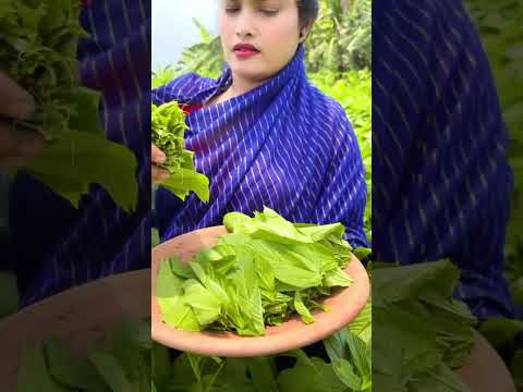 Bengali pater shak recipe 🤤 #food #recipe #cooking #kanika_rannaghor_with_village_food #villagefood