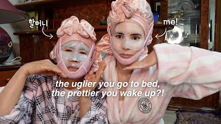 trying "Uglier You Go To Bed, Prettier You Wake Up" Routine with my Korean Grandma