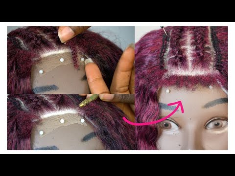 How To Curl And Ventilate Kinky Hair Texture 4C Edges On Lace Wig Using Braiding Hair!