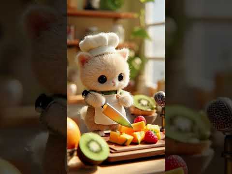 A CuteCat Slicing Fruit #cat #petlove #cute #catshorts #petlovers #cutecat #ai #aishorts #animation