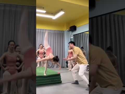 Students doing dance flexibility training