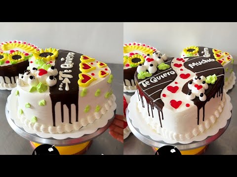 tutorial para decorar tortas corazon con osito en crema sencillo y muy facil