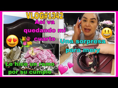 VLOG#1342ASI VA QUEDANDO MI HABITACIÓN😍LE HICE UN RAMO💐A MERY X SU CUMPLE😃VEAN LA SORPRESA Q LE DARÉ