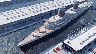S.S. United States moves from Pier 82 to Pier 80 Animation