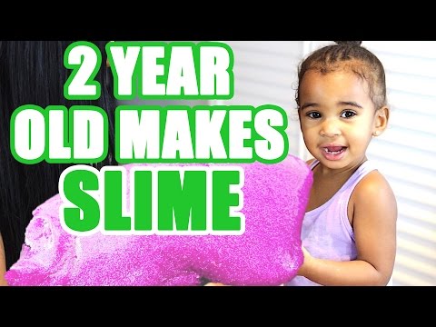 2 YEAR OLD MAKES SLIME!