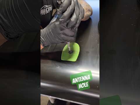 how to make a Roof hole for antenna #carrepairs #autorepair #autobody  #shorts #shortvideo
