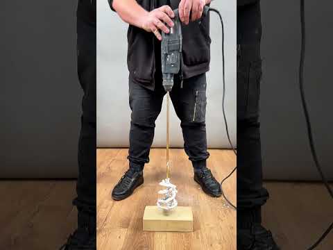 Mixing paddle clogged? Clean it with a rotary hammer!