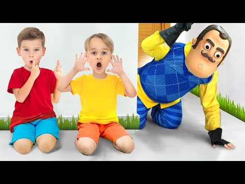 الأطفال يحاولون تكوين صداقات مع أحد الجيران.