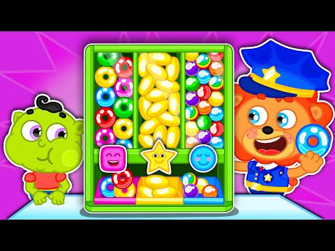 LeonCito | Caramelos de colores en una máquina expendedora | Dibujos animados | Video Para Niños