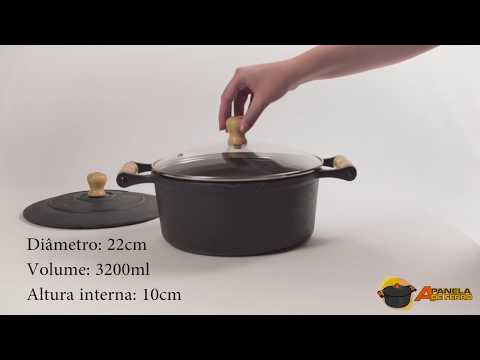 Ca�arola al�a de madeira tampa de vidro 3,2 l 22 cm Libaneza